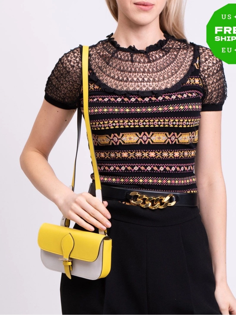 RED VALENTINO Leather Crossbody Bag Adjustable Strap Magnetic Flap